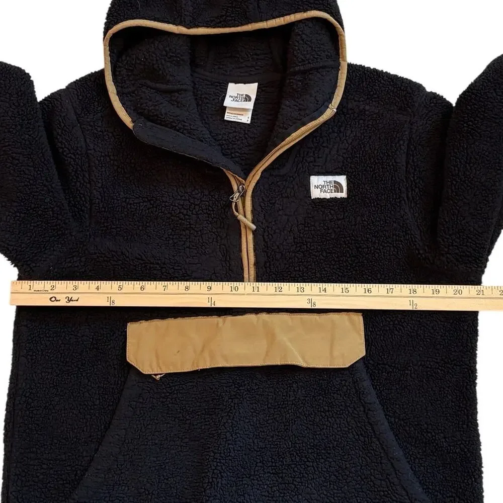 The North Face Fleece Pullover Mens Size Small Black Campshire Hooded 1/2 Zip